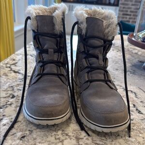 Women's Gray Fur-Lined Boots